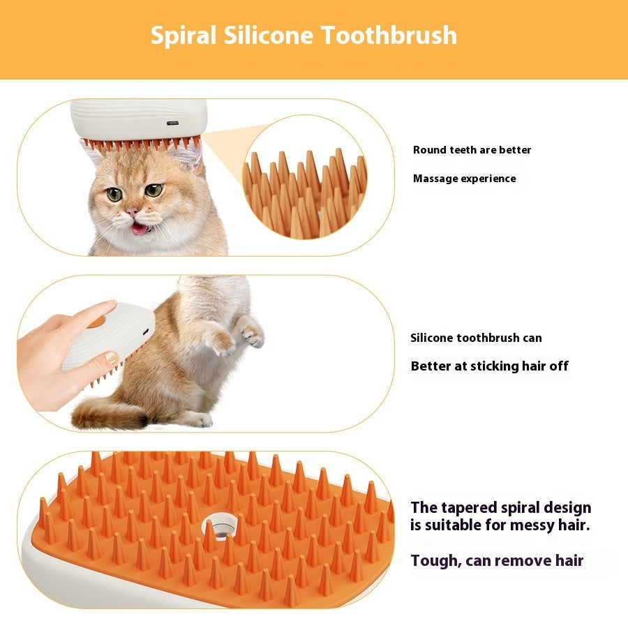 Handheld USB steam brush for pets, featuring a sleek design and powerful cleaning capabilities.