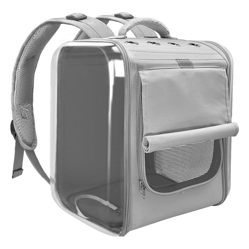 Pet inside a travel-friendly carrier bag by SnuggleBugSupply, ensuring safe and cozy transport.