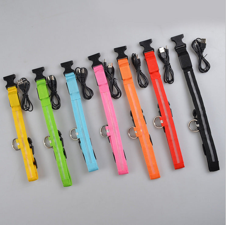 A display image of snugglebugsupply's Pet Luminous Glow collar and Leach in different variant colour 