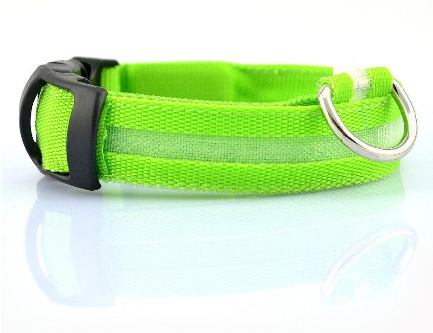 A display image of snugglebugsupply's Pet Luminous Glow collar and Leach