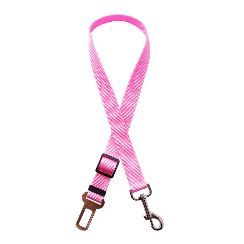 The Snugglebugsupply's, Adjustable Pet Leash Vehicle Seat Belt Product, Variant color pink.  