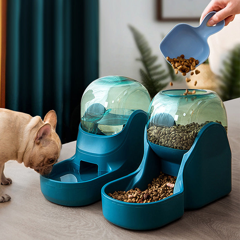 A pet drinking from Snugglebugsupply PetSafe Automatic Feeder - Water and Food Feeder.