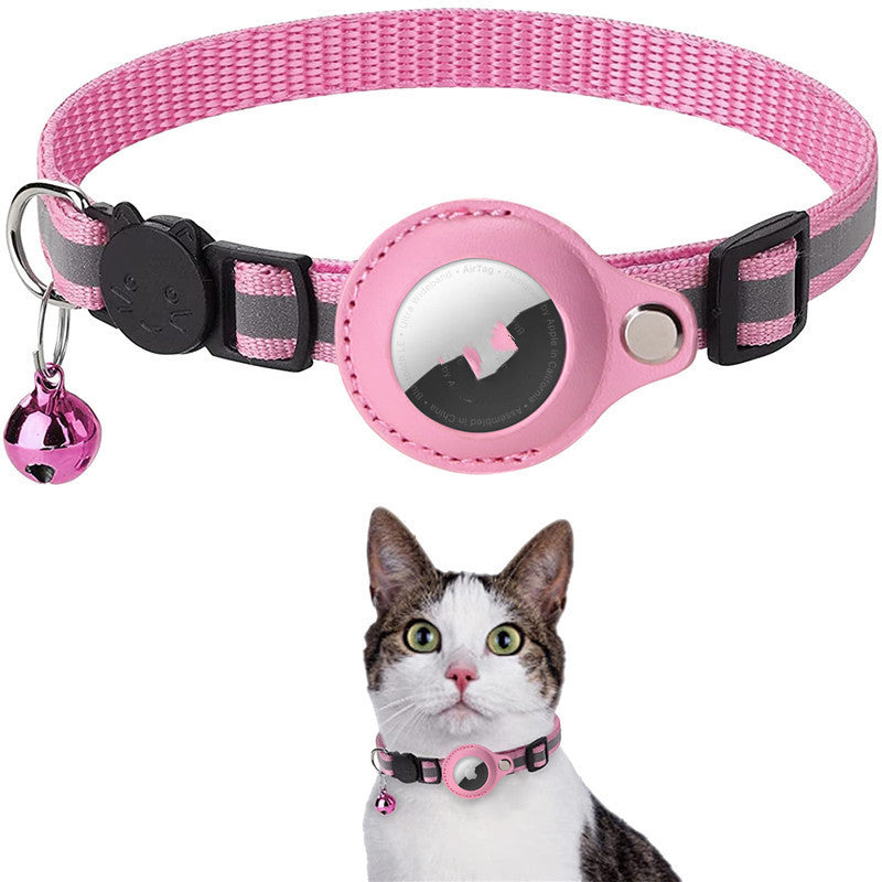 SnuggleBugSupply's reflective dog collar with Airtag, offering waterproof protection and enhanced nighttime visibility. Pink