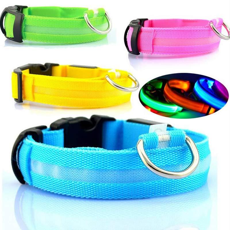 A display image of snugglebugsupply's Pet Luminous Glow collar and Leach in different variant 