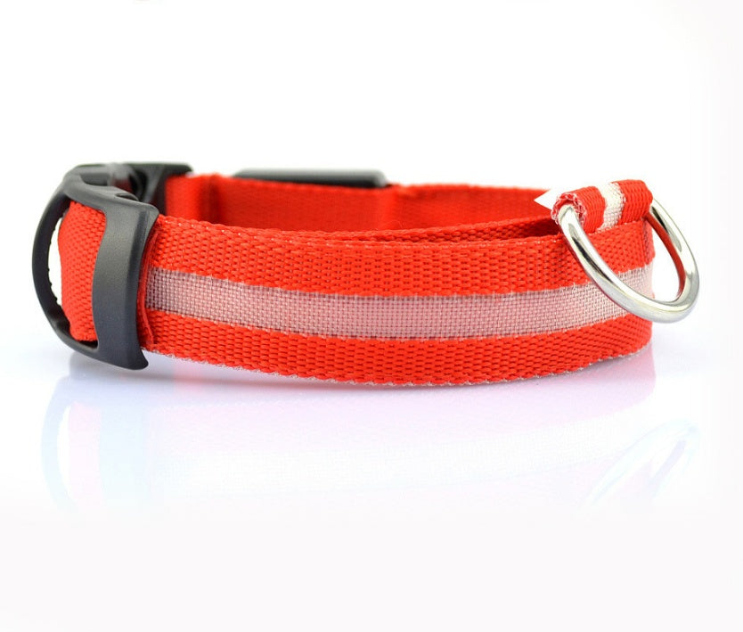 A display image of snugglebugsupply's Pet Luminous Glow collar and Leach