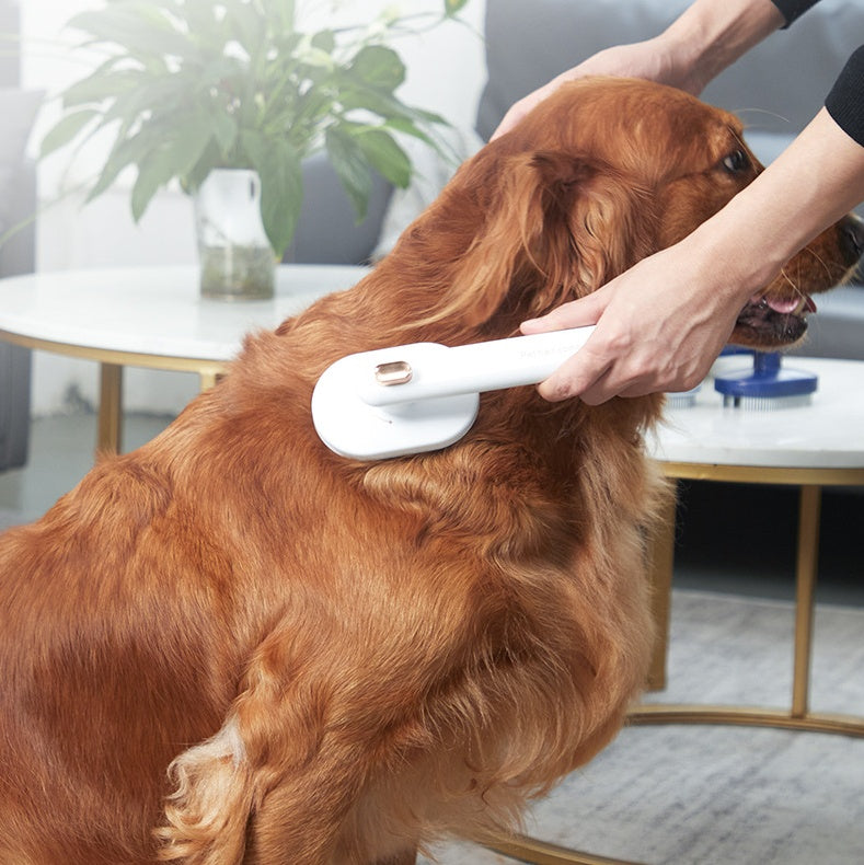 A image of a pet owner using the Snugglebugsupply's Pet Hair Removal -  Pet Hair Brush for his pet