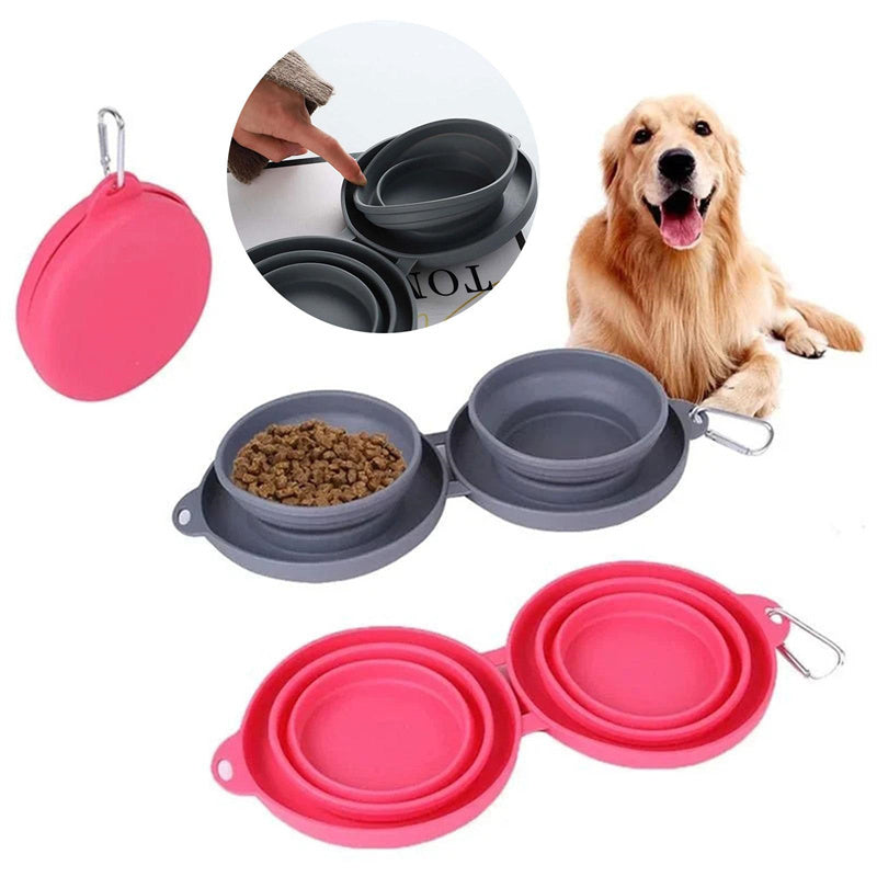 Foldable pet feeding bowl with a double-phase design, perfect for serving food and water.