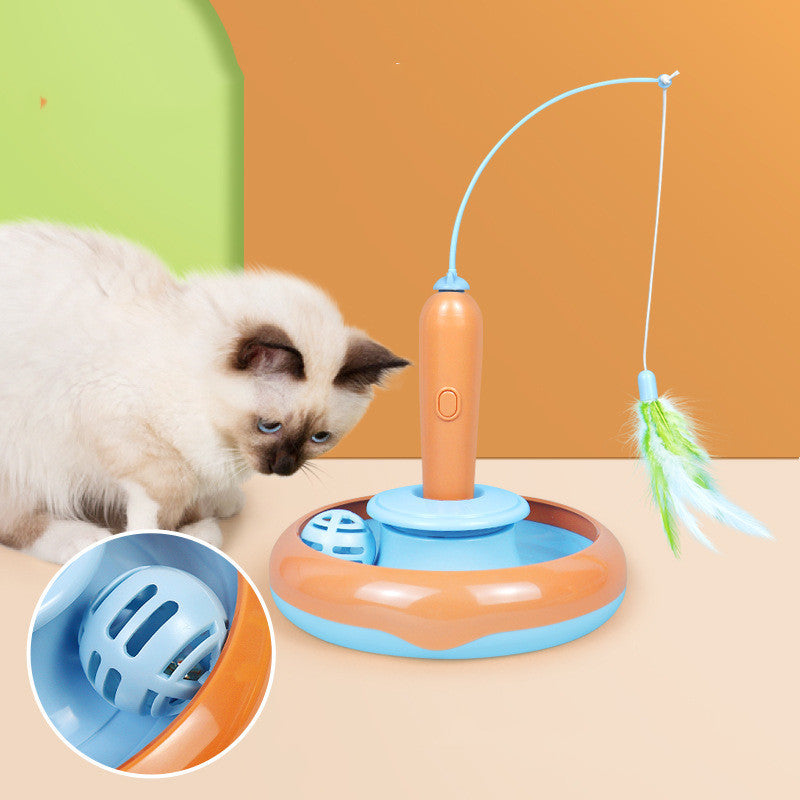 Playful cat enjoying SnuggleBugSupply's 2 in 1 pet toy, designed for interactive fun and exercise