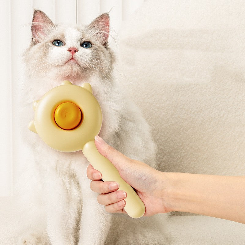 A display image of a hand using the Snugglebugsupply's Pets Grooming Massage Combs for a pet