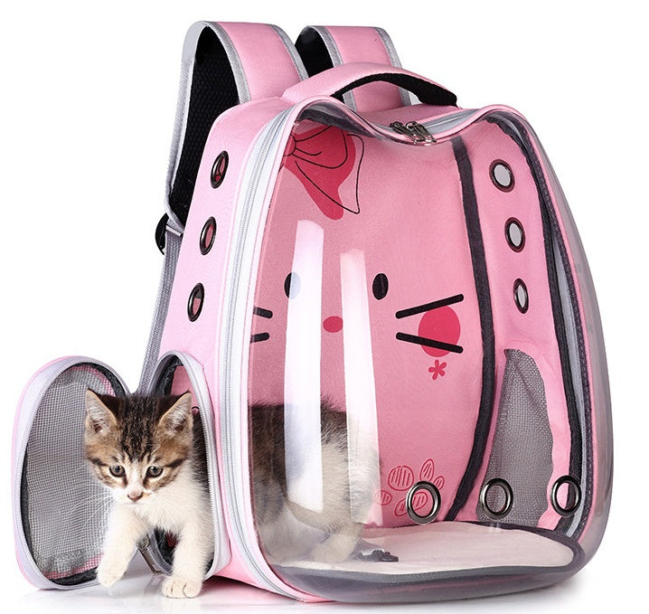 A image of a pet coming out from the snugglebugsupply's Pet Breathable Convenient Backpack