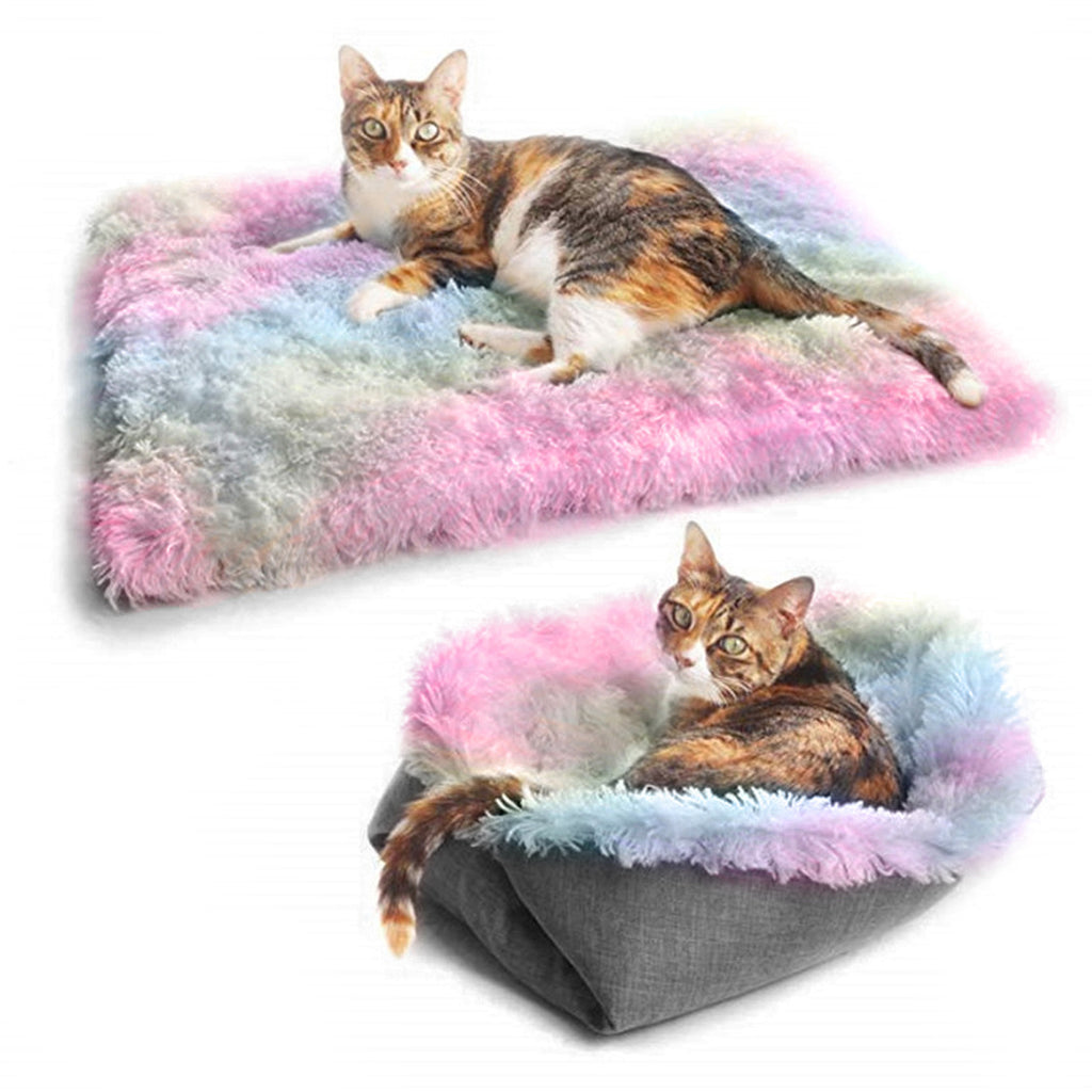 A display image of the snugglebugsupply's  Pet Soft Fleece Blanket Bed with a pet sitting on it 