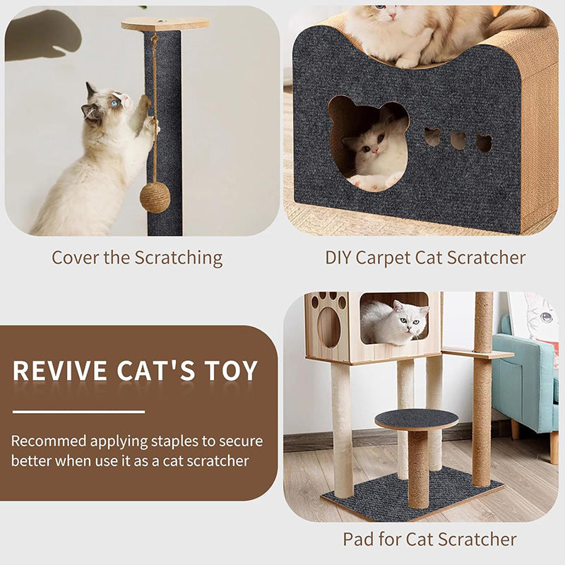 A display image of a pet and the snugglebugsupply's Pet Self-Adhesive Scratch Carpet