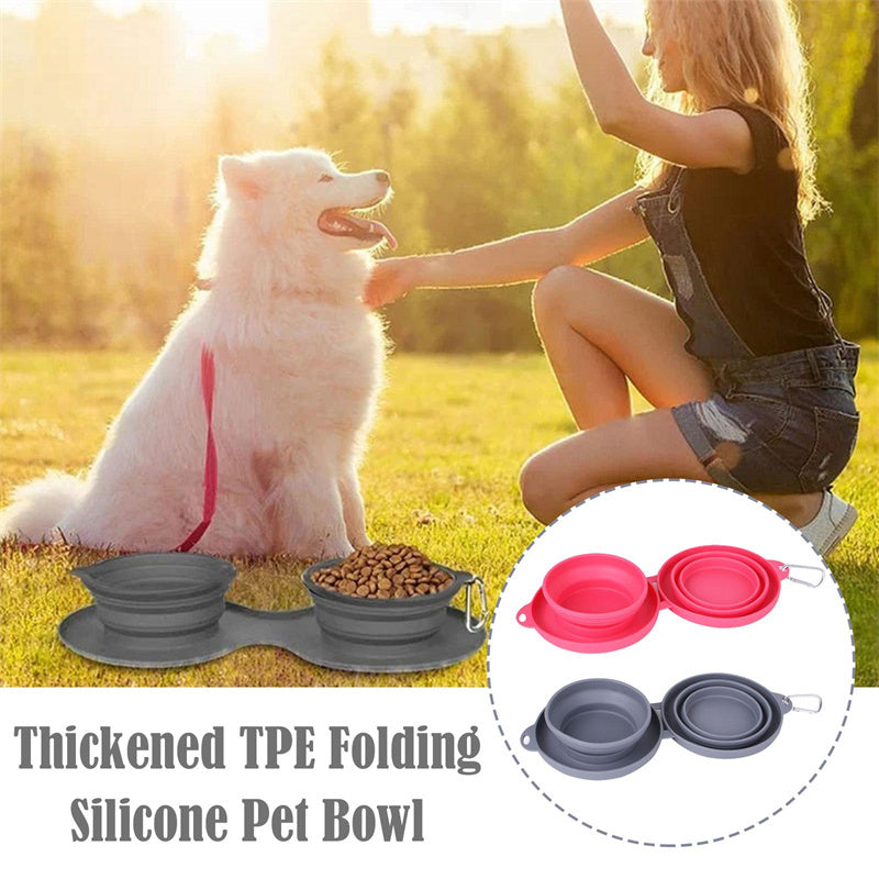 Travel-friendly SnuggleBugSupply foldable double-phase pet bowl, ideal for pets on the go