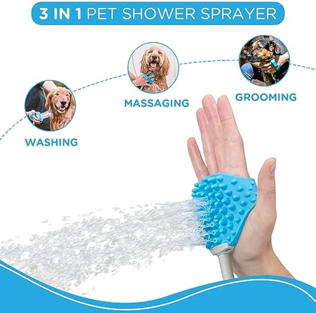 Close-up of the SnuggleBugSupply Aquapaw Pet Bathing Tool being held, perfect for gentle and effective pet grooming