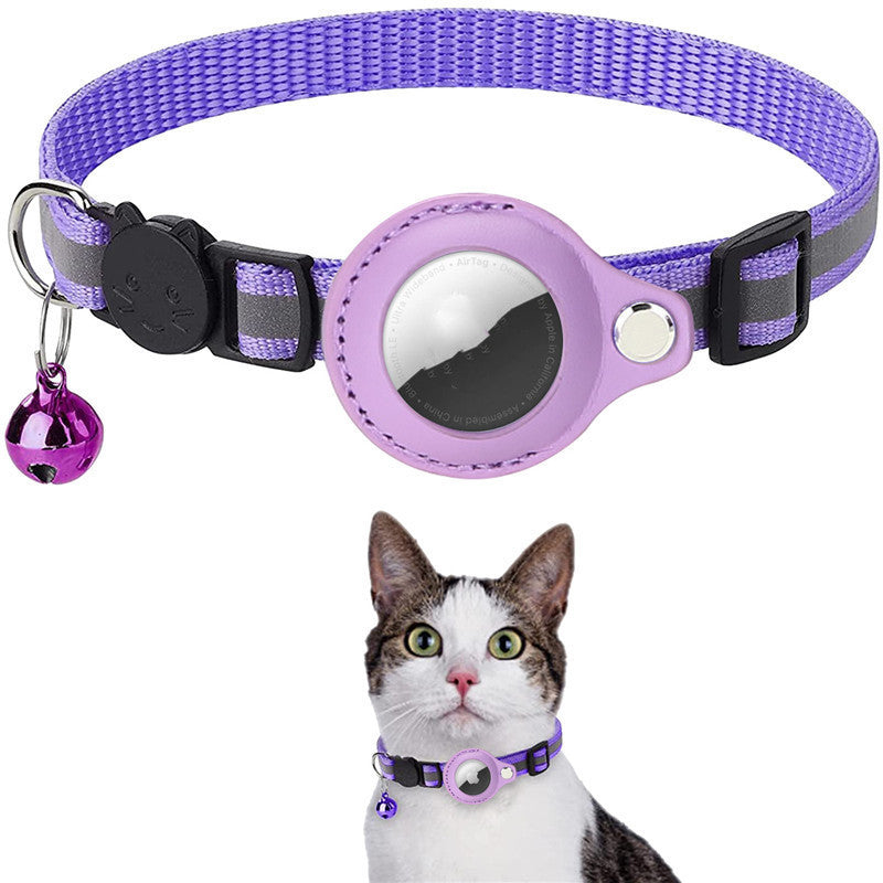 SnuggleBugSupply Reflective Waterproof Dog Collar with Airtag, offering 24/7 tracking and high visibility for pets. purple